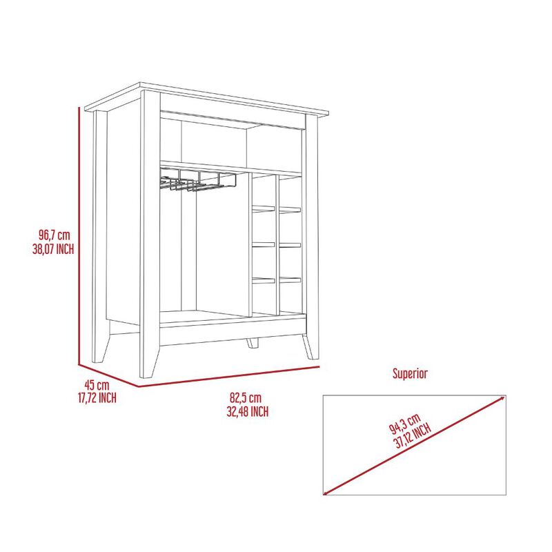 DEPOT E-SHOP Mojito Bar Cabinet, Six Built-in Wine Rack, One Open Drawer, One Open Shelf, Carbon Espresso