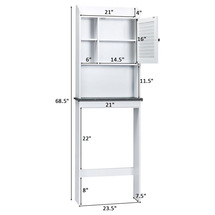 Costway Over The Toilet Space Saver Toilet Rack Bathroom Cabinet Organizer w/Louver Door