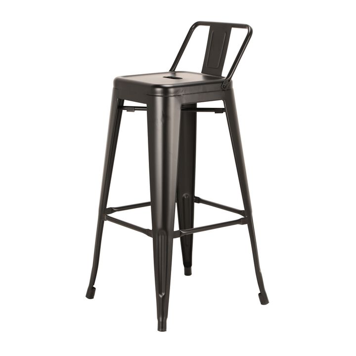 Giri 26 Inch Counter Stool Chair, Footrest and Tapered Legs, White Metal - Benzara