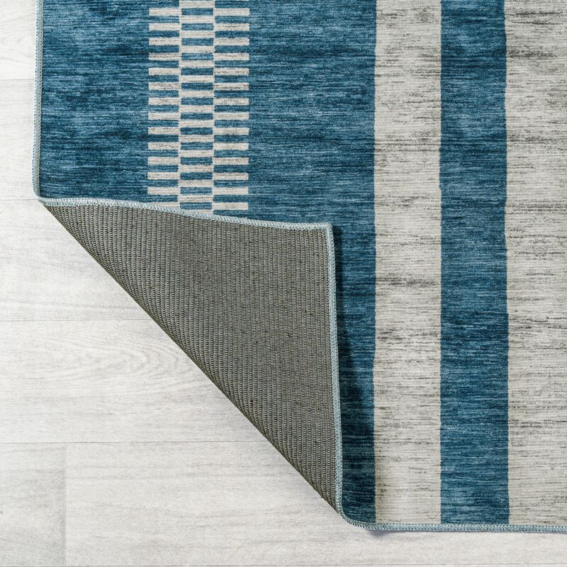 Vichy Geometric Striped Machine Washable Area Rug