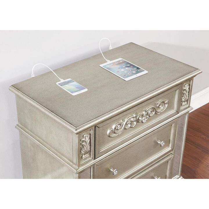 Heidi 3-drawer Nightstand Metallic Platinum