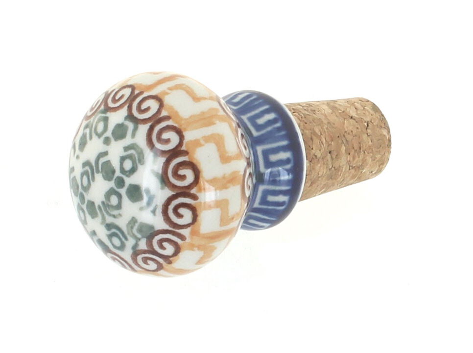 Blue Rose Polish Pottery Tuscany Wine Cork