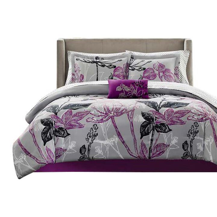 Gracie Mills Kelley 9-Piece Floral Comforter Set with Cotton Sheets