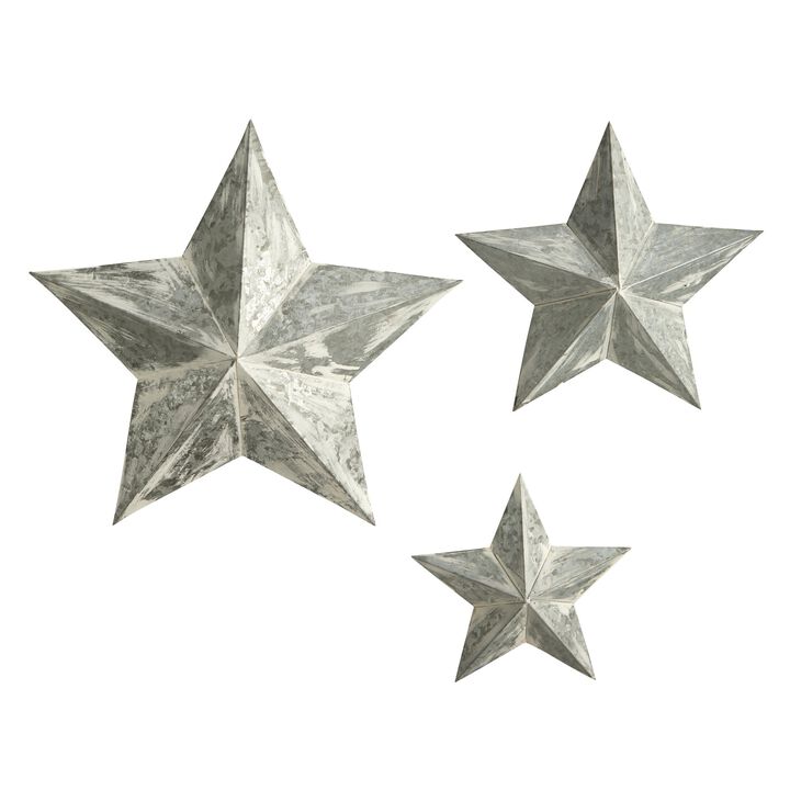 Nearly Natural 16-in, 22-in and 28-in Farmhouse Stars Wall Decoration (Set of 3)