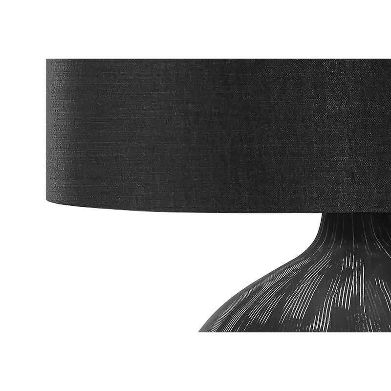 Monarch Specialties I 9618 - Lighting, 23"H, Table Lamp, Black Ceramic, Black Shade, Contemporary