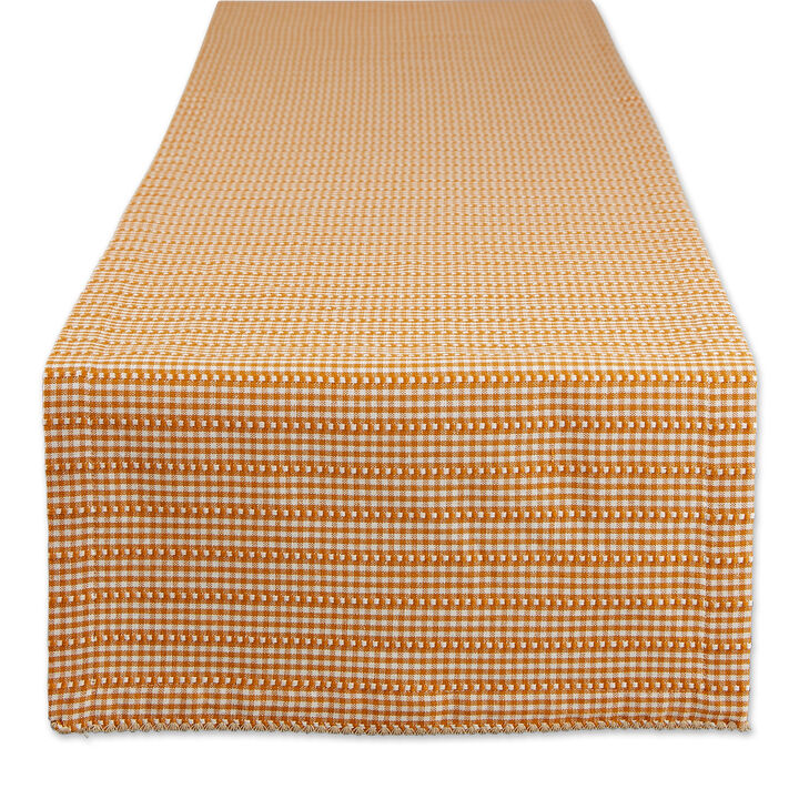 14" x 72" White and Orange Pumpkin Spice Farmhouse Gingham Table Runner