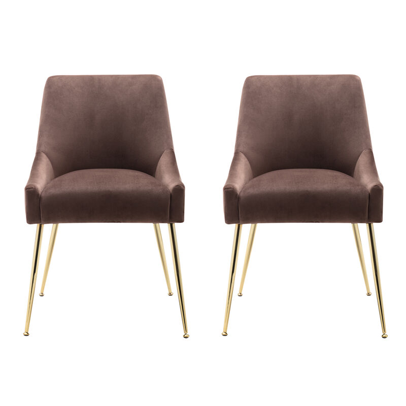WestinTrends Upholstered Velvet Accent Chair With Metal Leg (Set of 2)