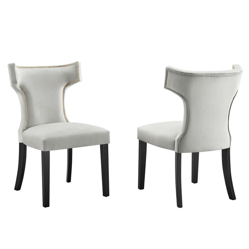 Curve Performance Velvet Dining Chairs - Set of 2