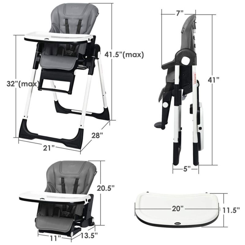 Hivvago 4-in-1 High Chair Booster Seat with Adjustable Height and Recline