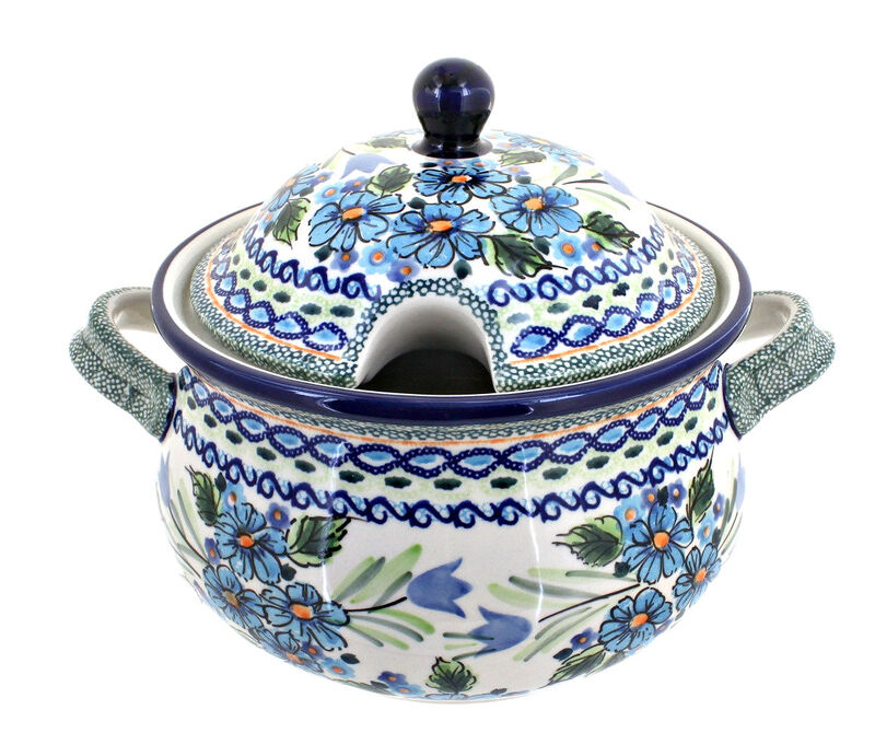 Blue Rose Polish Pottery Nature Soup Tureen