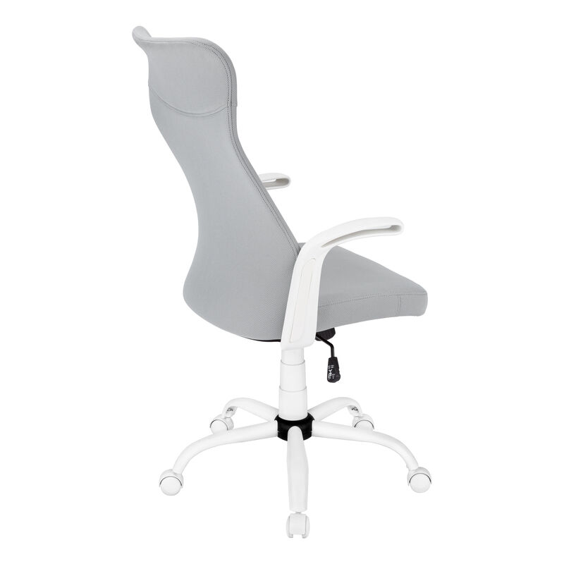 Monarch Specialties I 7324 Office Chair, Adjustable Height, Swivel, Ergonomic, Armrests, Computer Desk, Work, Metal, Mesh, White, Grey, Contemporary, Modern