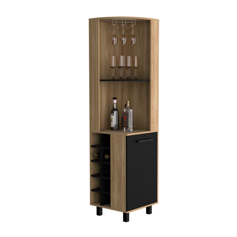 Corner Bar Cabinet Cleveland, Living Room, Natural Oak / Black