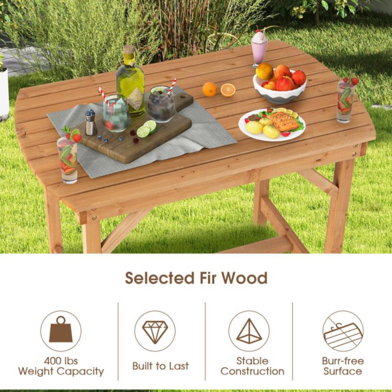 Hivvago Outdoor Fir Wood Dining Table with 1.5 Inch Umbrella Hole