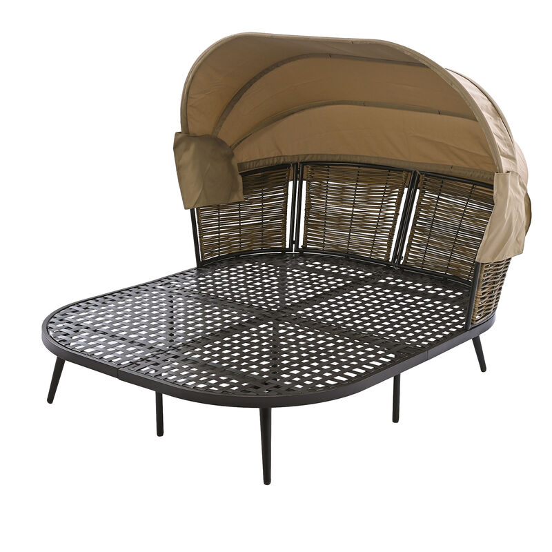 Merax Outdoor Patio Daybed with Retractable Canopy