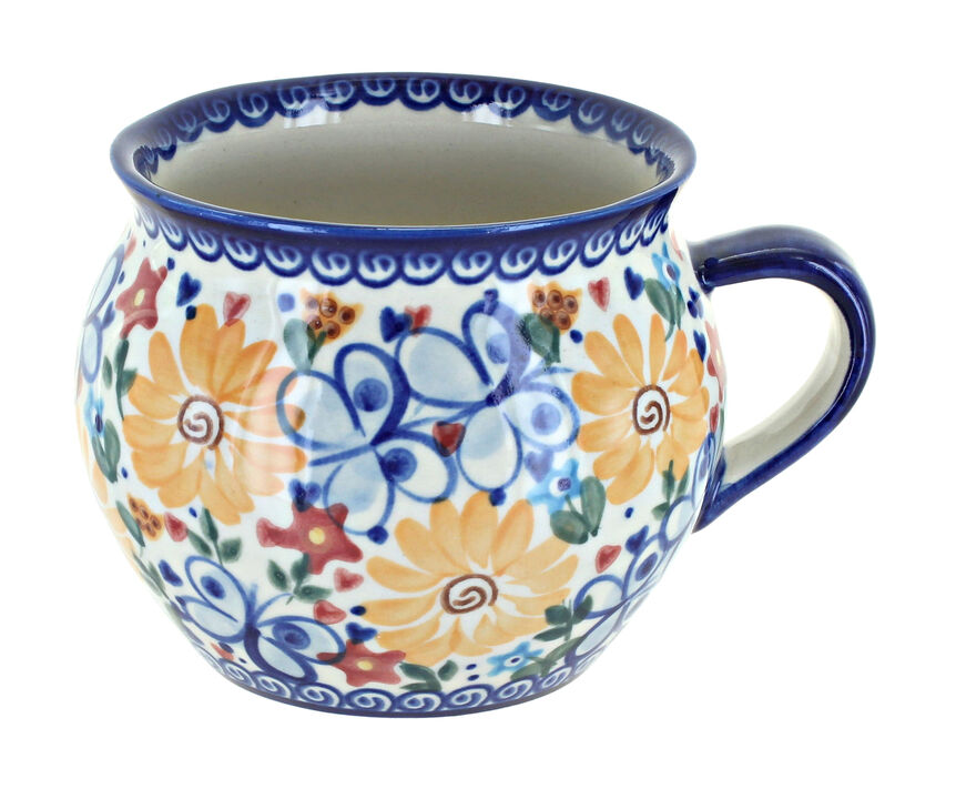 Blue Rose Polish Pottery Butterfly Bubble Soup Mug