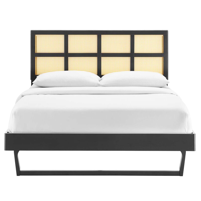 Modway - Sidney Cane and Wood King Platform Bed with Angular Legs