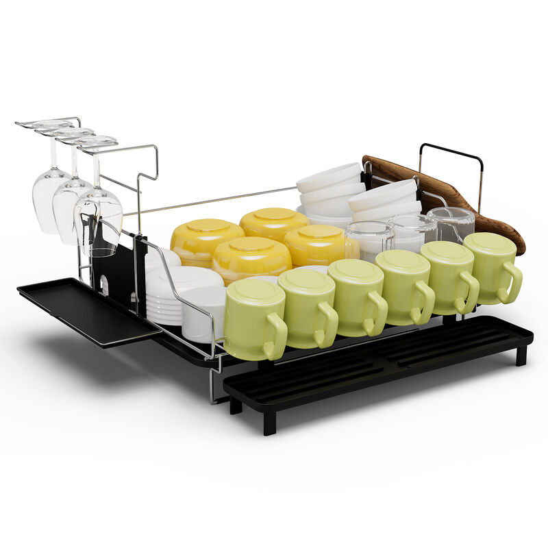 2-Tier Detachable Dish Drying Rack with Cutlery Holder