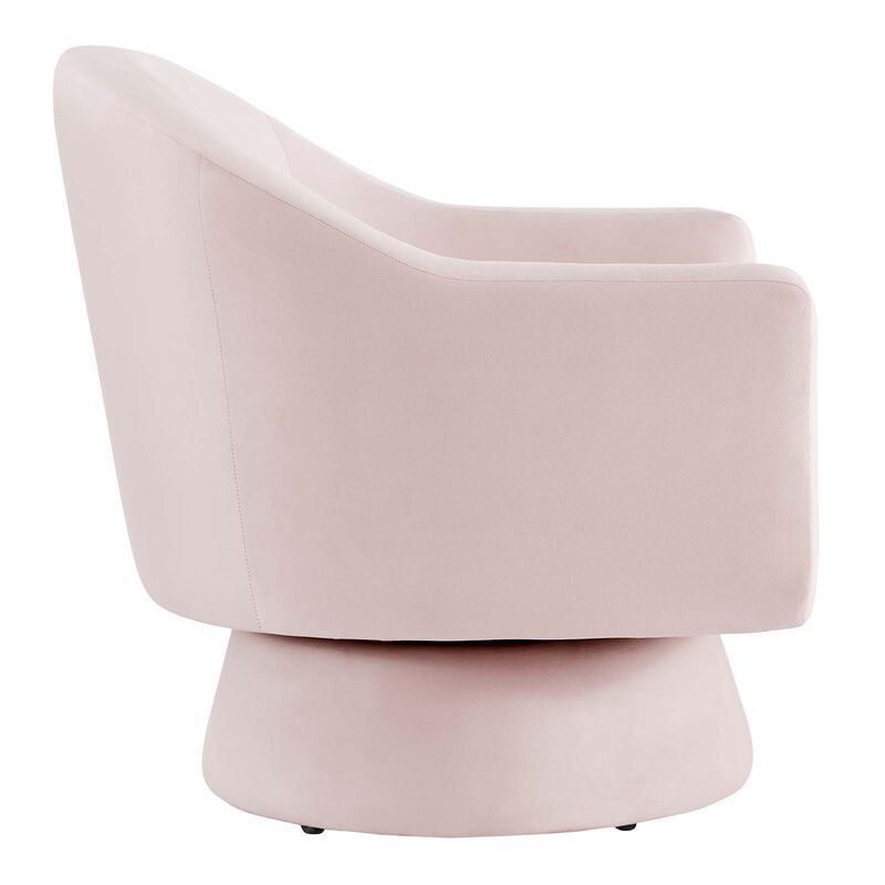 Astral Performance Velvet Fabric and Wood Swivel Chair