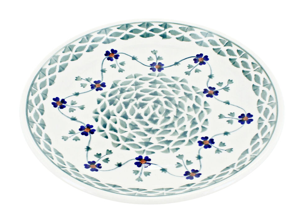 Blue Rose Polish Pottery Dots Dessert Plate