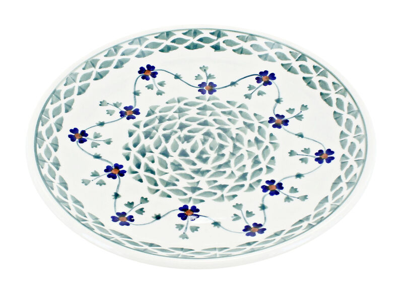 Blue Rose Polish Pottery Dots Dessert Plate