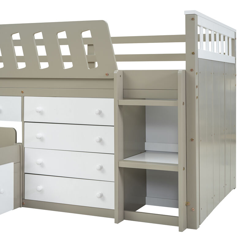 Merax L-shaped Loft Bed  with Platform Bed