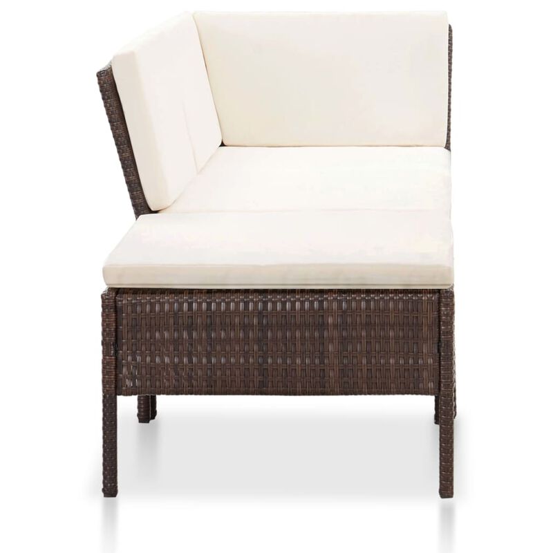 vidaXL 3 Piece Garden Lounge Set with Cushions Poly Rattan Brown