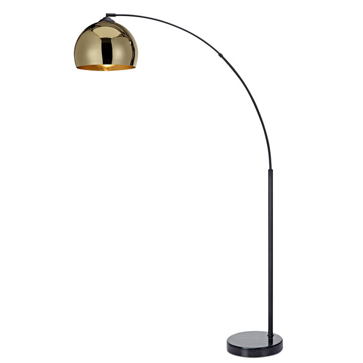 Teamson Home - Arquer Arc Floor Lamp With Gold Shade And Black Marble Base