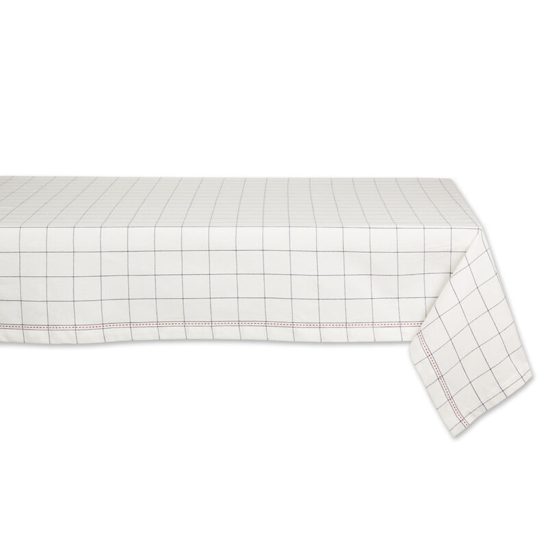 52" White Kitchen Windowpane Square Tablecloth