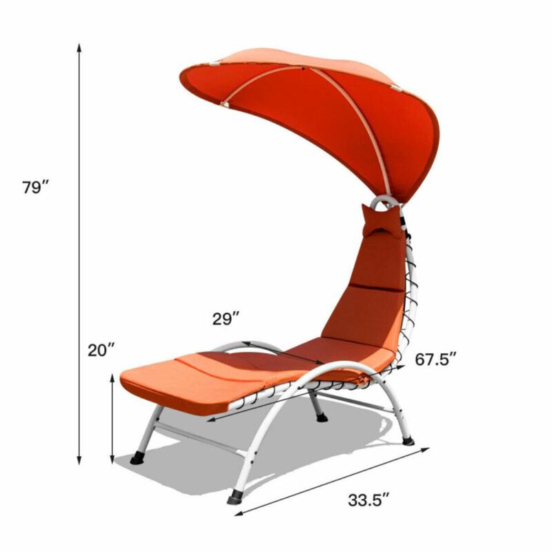 Hivvago Patio Hammock Chaise Lounger Chair with Canopy