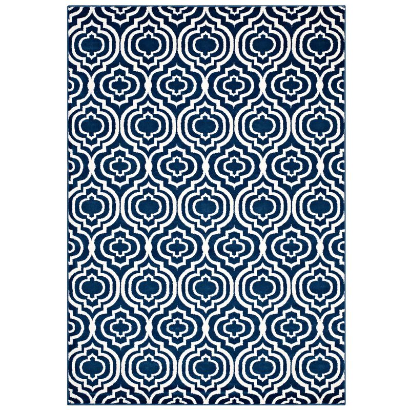Frame Transitional Moroccan Trellis 8x10 Area Rug - Moroccan Blue and Ivory