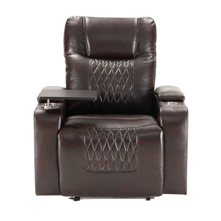 Merax Power Motion Recliner with USB Charging Port and Hidden Arm Storage 2 Convenient Cup Holders Design and 360° Swivel Tray Table