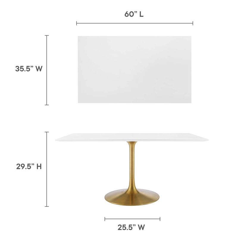 Modway - Lippa 60" Rectangular Wood Dining Table Gold White