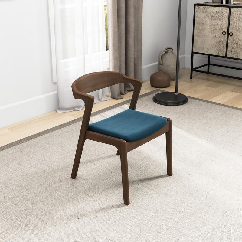 Ashcroft Furniture Co Dakota Mid-Century Modern Solid Wood Velvet Dining Chair (Set of 2)