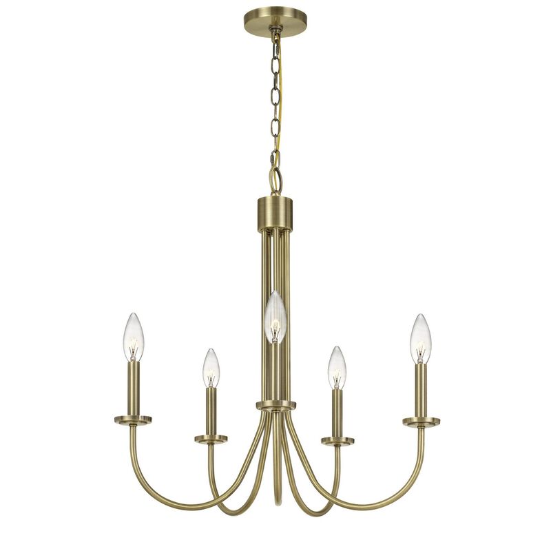 Metal Chandelier with 5 Candelabra Holders, Gold-Benzara