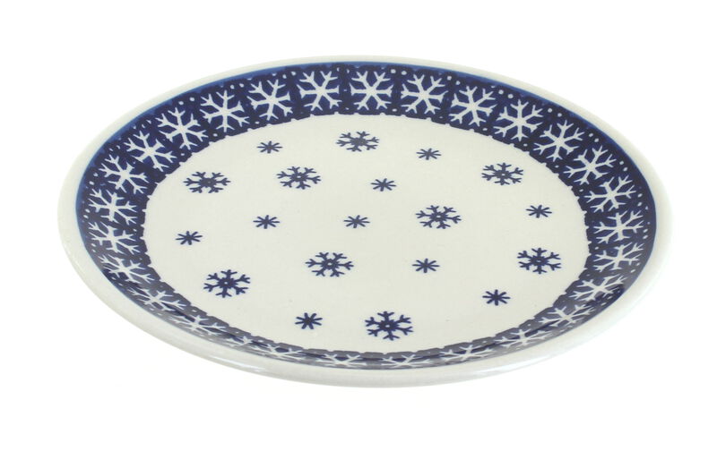 Blue Rose Polish Pottery Dots Dessert Plate