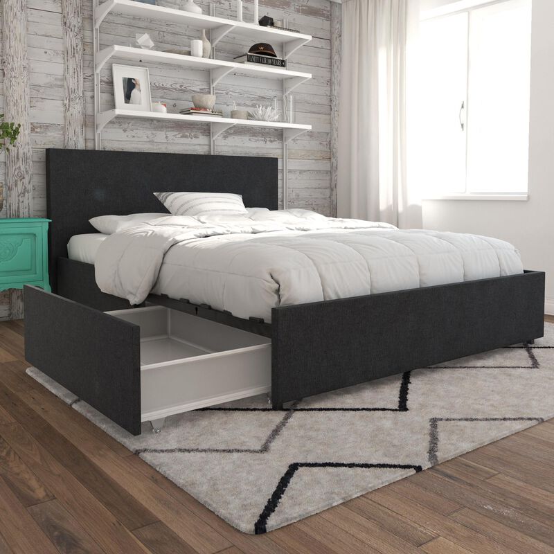 Novogratz Kelly Upholstered Bed with Storage Drawers