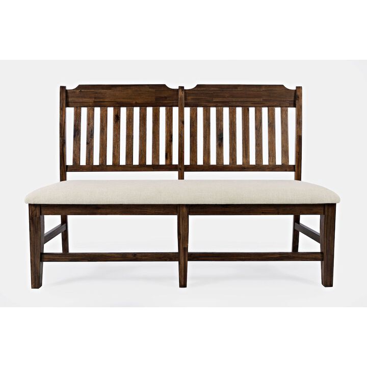 Jofran Bakersfield Mission Style  57'' Solid Acacia Upholstered Dining Bench