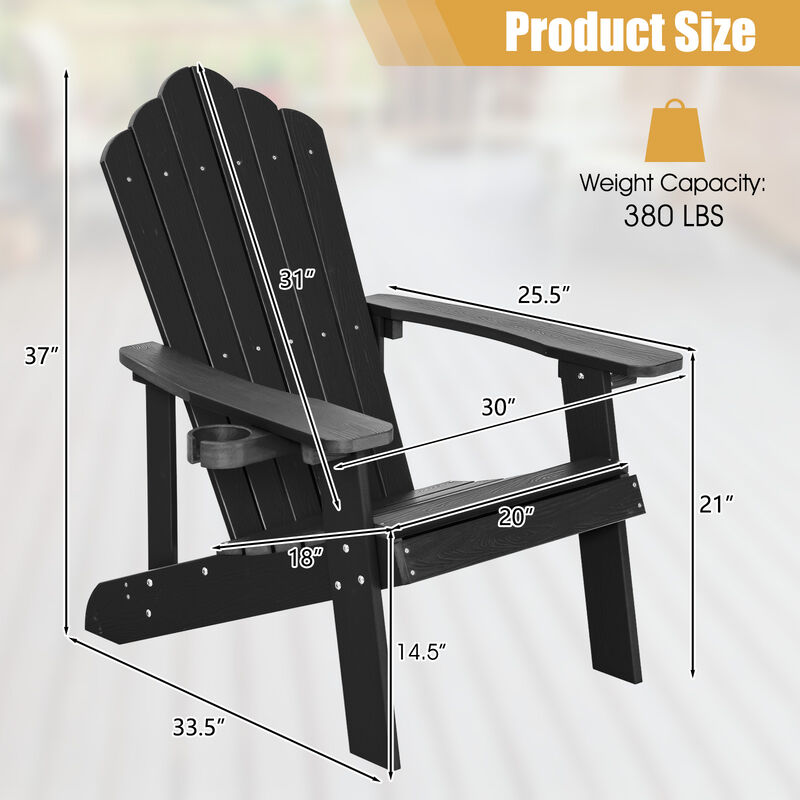 Weather Resistant HIPS Outdoor Adirondack Chair with Cup Holder