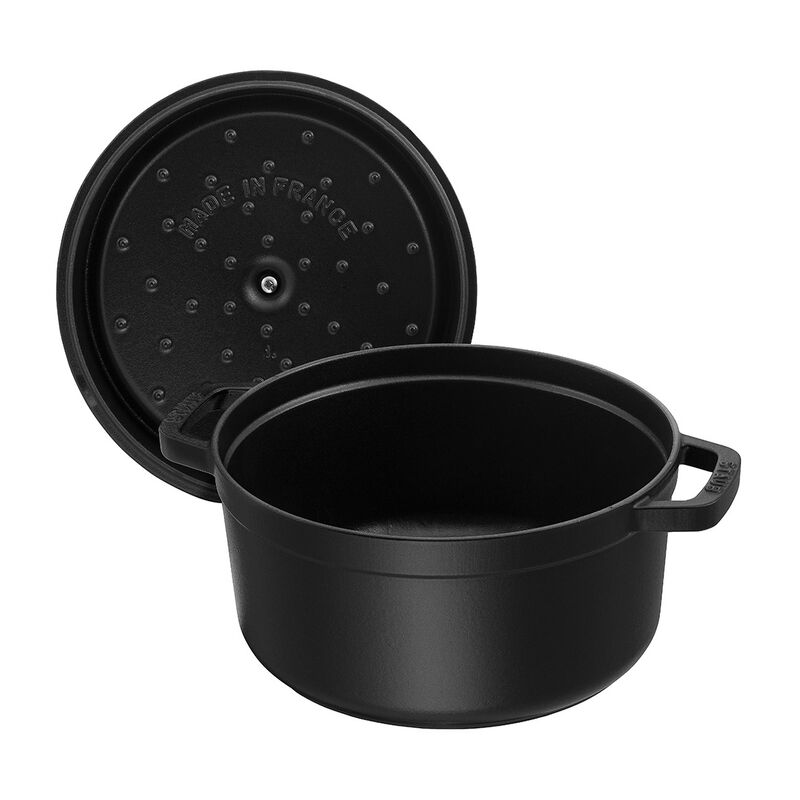 Staub Cast Iron Round Cocotte, Dutch Oven, 4-quart, serves 3-4, Made in France,  Matte Black