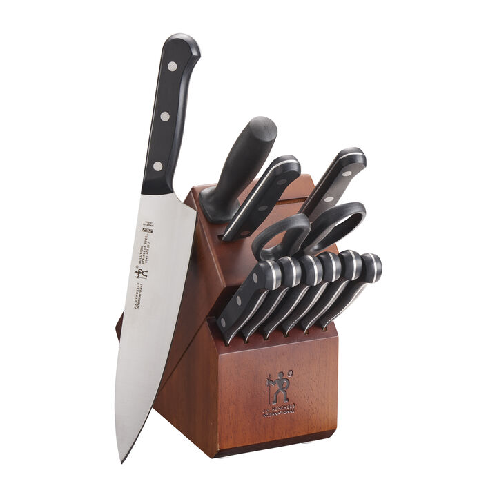 Henckels Solution 12-pc Knife Set with Block, Chef Knife, Paring Knife, Steak Knife, Grey, Stainless Steel