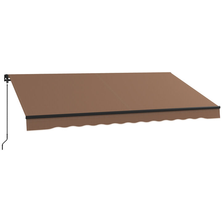 Outsunny 12' x 10' Retractable Awning, Patio Awning Sunshade Shelter with Manual Crank Handle, 280gsm UV Resistant Fabric and Aluminum Frame for Deck, Balcony, Yard, Coffee