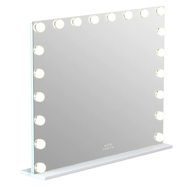 39''*31.4'' Vanity Mirror 20 LED Bulbs Wall Mount USB PortWhite