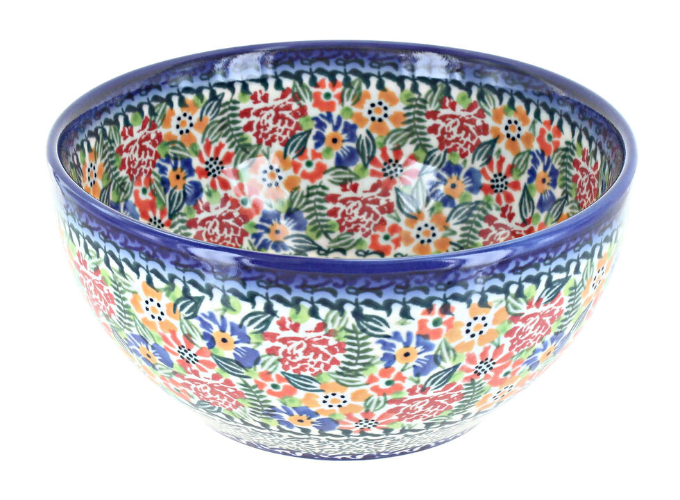 Blue Rose Polish Pottery Morning Medley Cereal/Soup Bowl