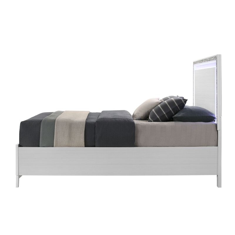 Haiden Queen Bed with Storage LED & White Finish