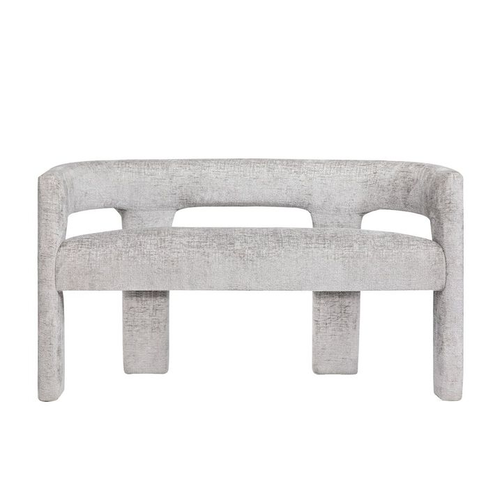 Jofran Gwen Modern Luxury Jacquard Fabric Upholstered Sculpture Bench