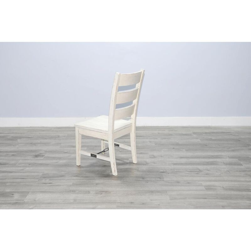 Sunny Designs White Sand Ladderback Chair with Turnbuckle, Wood Seat