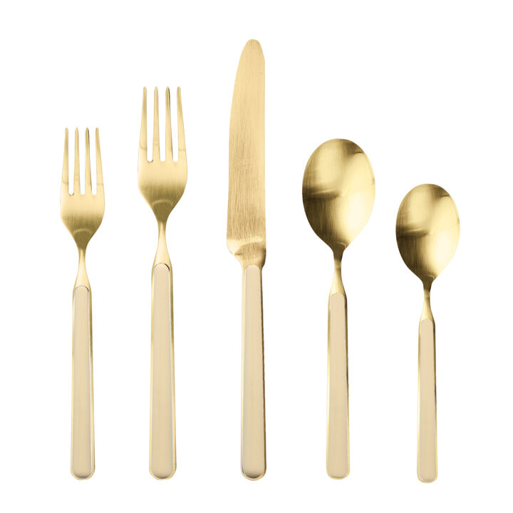 Fantasia 20-Piece Flatware Set in Ice Gold Sesame