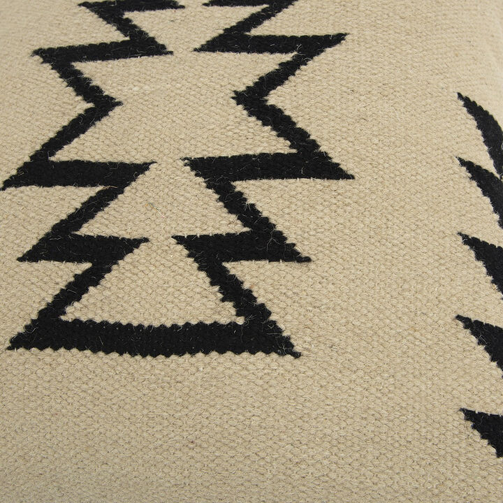 Homezia Beige Black Tribal Motif Down Filled Throw Pillow