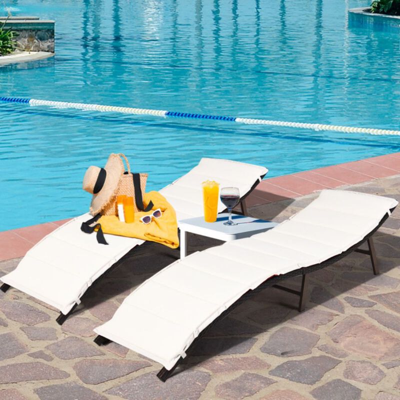 2Pcs Folding Patio Lounger Chair