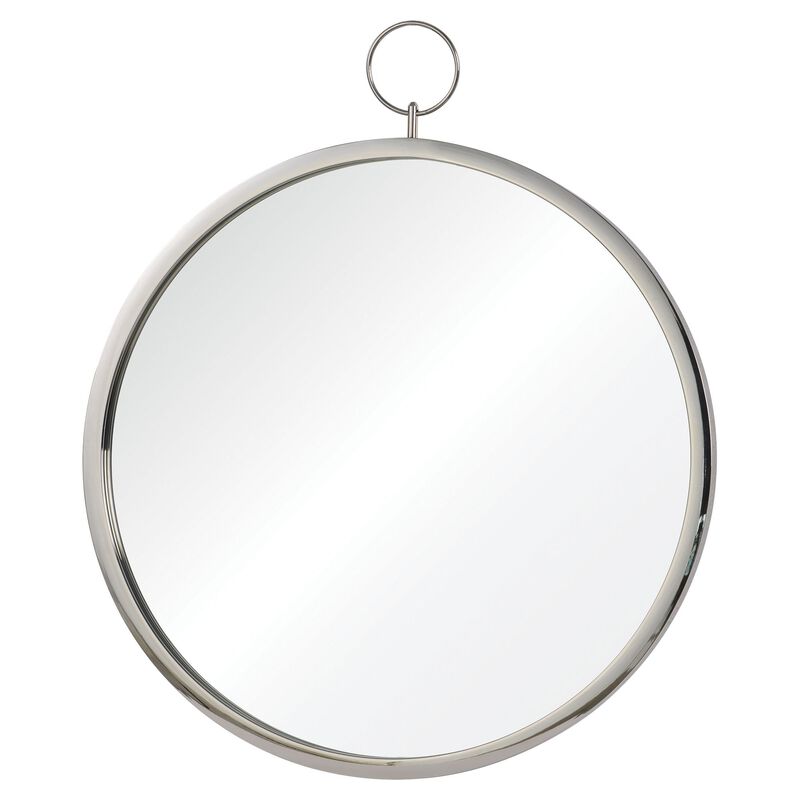 30" Silver Metal Framed Round Wall Mirror